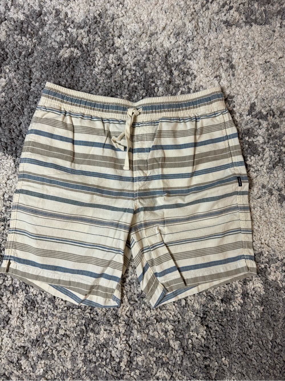 Oneill, Men's Striped Elastic Waist Shorts - Beige & Blue, Large